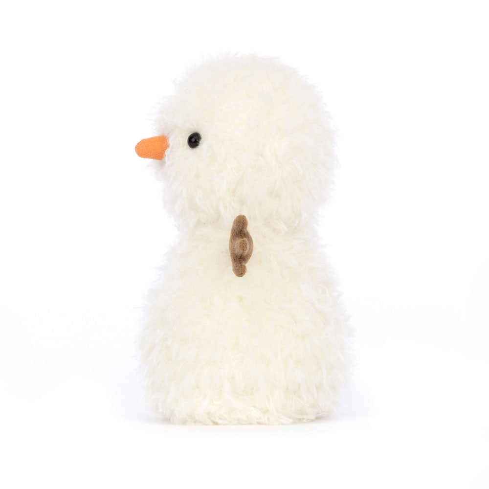 Seitenansicht Little Snowman von Jellycat.