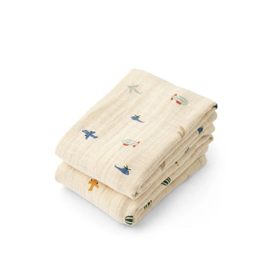 Baumwollmusselintücher im 2er Pack aus 100% Biobaumwolle von Liewood.