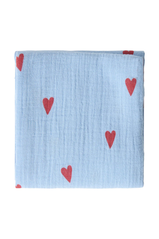 Swaddle, 70 x 70 cm - light blue Hearts