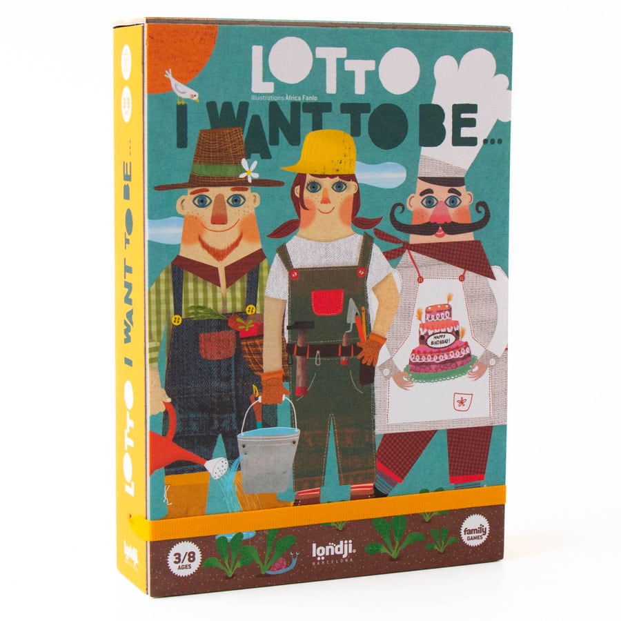 Lotto-Spiel "I Want To Be Lotto" von londji ab 3 Jahren, passende Werkzeuge zu Berufen finden und Brett ausfüllen