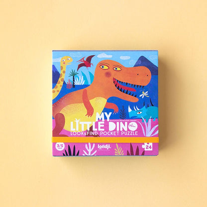 Pocket-Puzzle „My Little Dino“ von londji, 24 Teile + Suchspielkarten, ab 3 Jahren