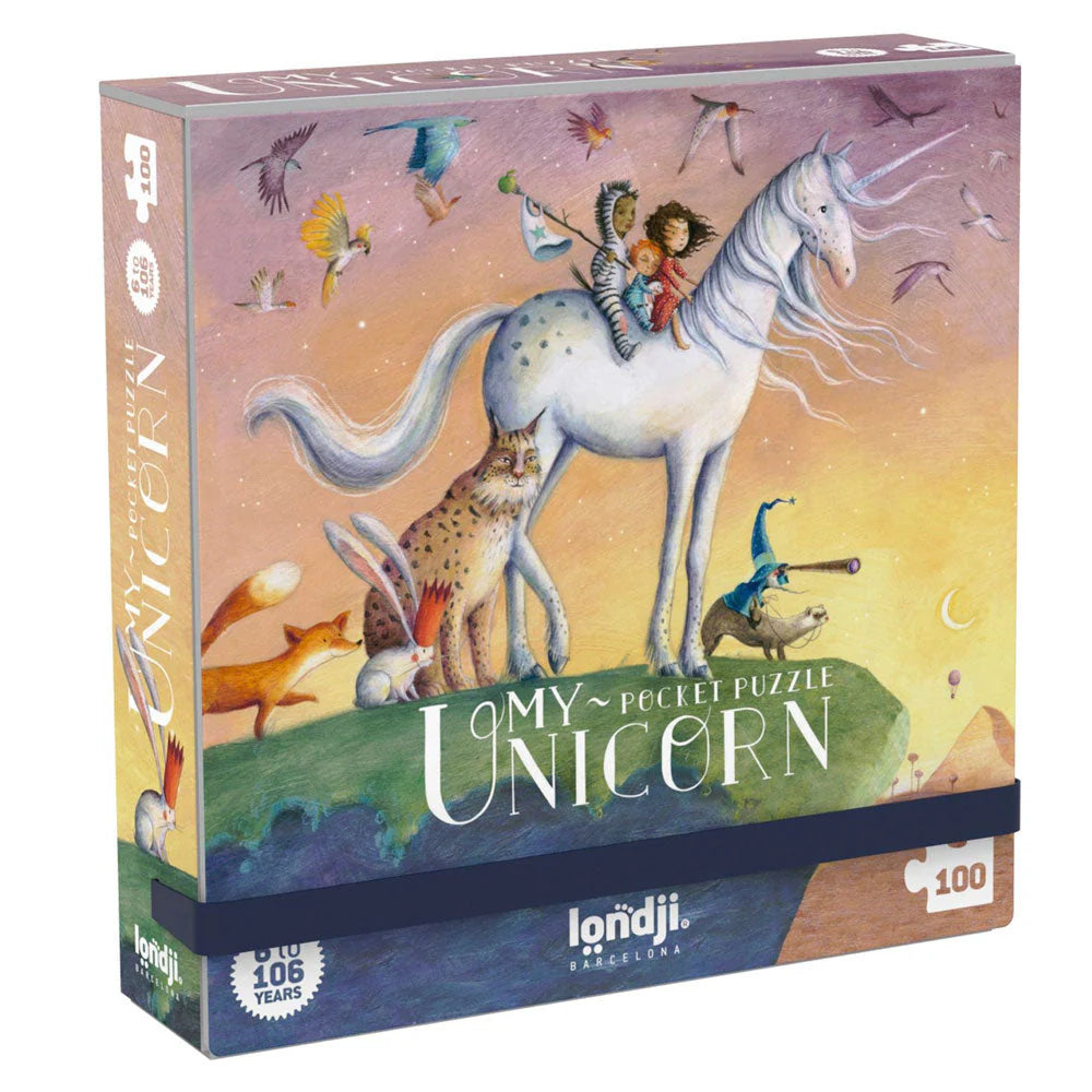 londji Pocket‑Puzzle „My Unicorn“, 100 Teile, magische Einhorn‑Welt, für Kinder ab 6 Jahren