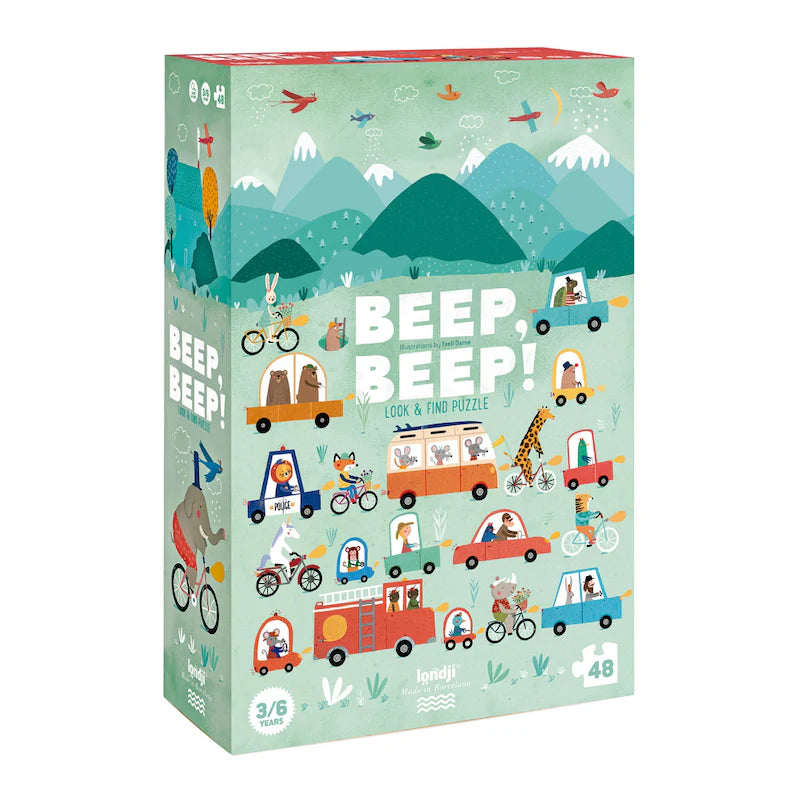48-Teile-Puzzle „BEEP – BEEP!“ von londji für Kinder ab 3 Jahren, Beobachtungsspiel