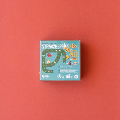 Tiny Game Strawberries von londji, tragbares Strategiespiel ab 4 Jahren, Häschen und Dachs sammeln Waldfrüchte