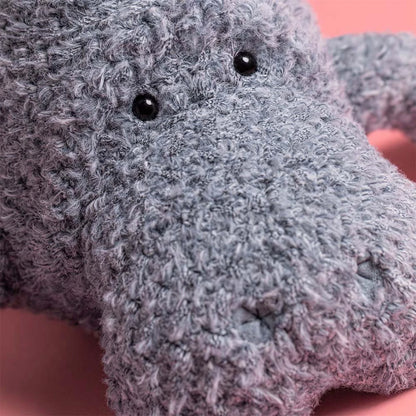 Jellycat Maffles Manatee Kuschel-Seekuh in Grau mit rundem Körper und verträumtem Gesicht