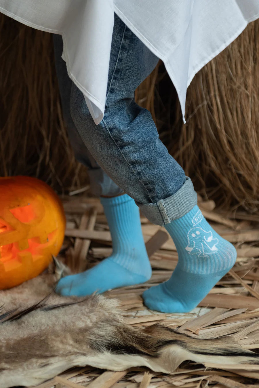 Halloween Kindersocken von My Day My Dream. Geist Boo leuchtet im Dunkeln. 
