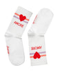 Socken von My Day My Dream. Mit der Aufschrift AMORE und einem großen roten Herz.