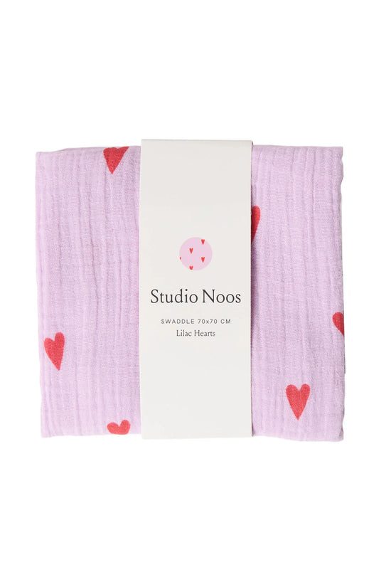 Swaddle, 70 x 70 cm - Lilac Hearts