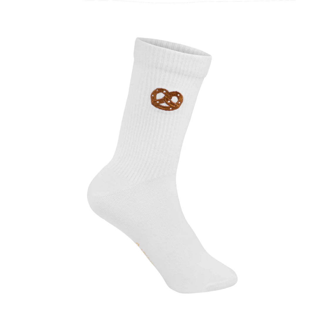 Weiße Socken für Babys und Kinder von My Day My Dream. Mit aufgestickter Brezel.