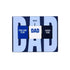 Herrensocken Geschenkset DAD von No Bad Days Club mit drei Paar Socken in Blau und Weiß, in einer Geschenkbox mit großem DAD-Schriftzug.