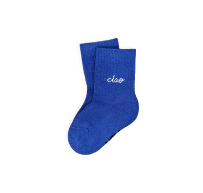 Babysocken "Ciao" von No Bad Days Club in Blau, 0-1 Jahre, süßes Geschenk zur Geburt und für die Erstausstattung.