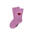Herz-Socken für Babys und Neugeborene von No Bad Days Club, Pink mit rotem Herz, Bio-Baumwolle.