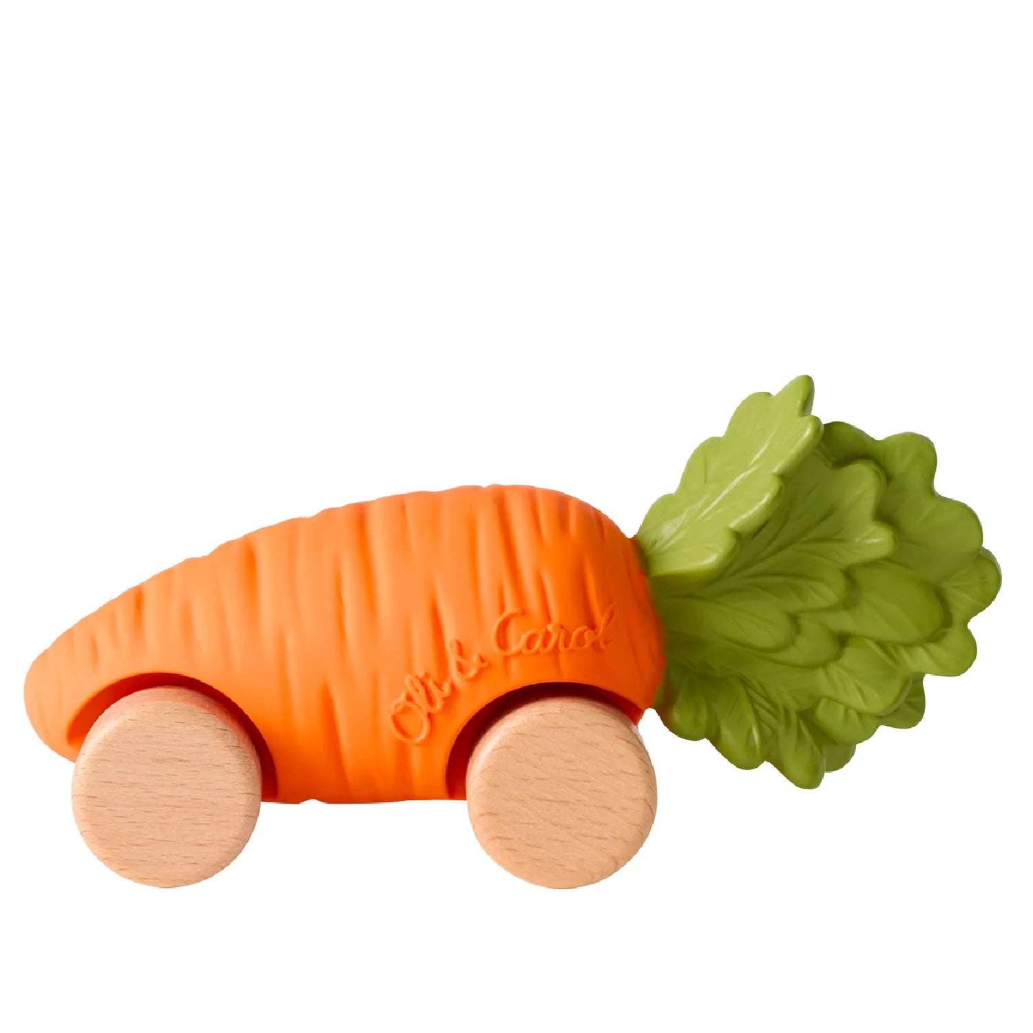 OLI &amp; CAROL Cathy the Carrot Babyauto aus Naturkautschuk und FSC-Holz in Seitenansicht
