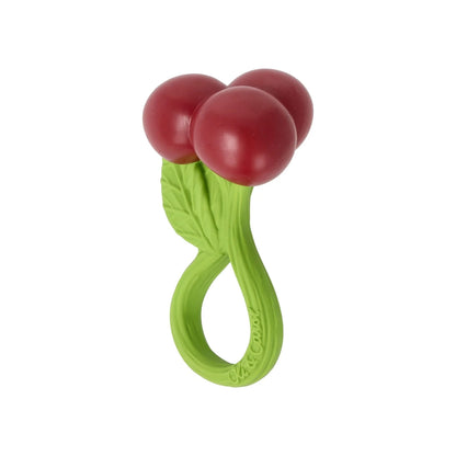 OLI &amp; CAROL Cherry Rattle Toy – Kirschen-Beißring und Baby-Rassel aus Naturkautschuk