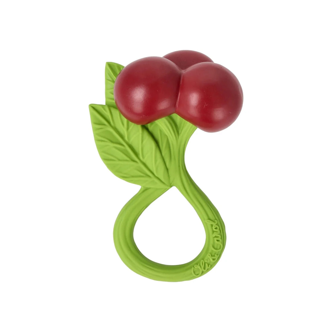 OLI &amp; CAROL Cherry Rattle Toy – Kirschen-Beißring und Baby-Rassel aus Naturkautschuk