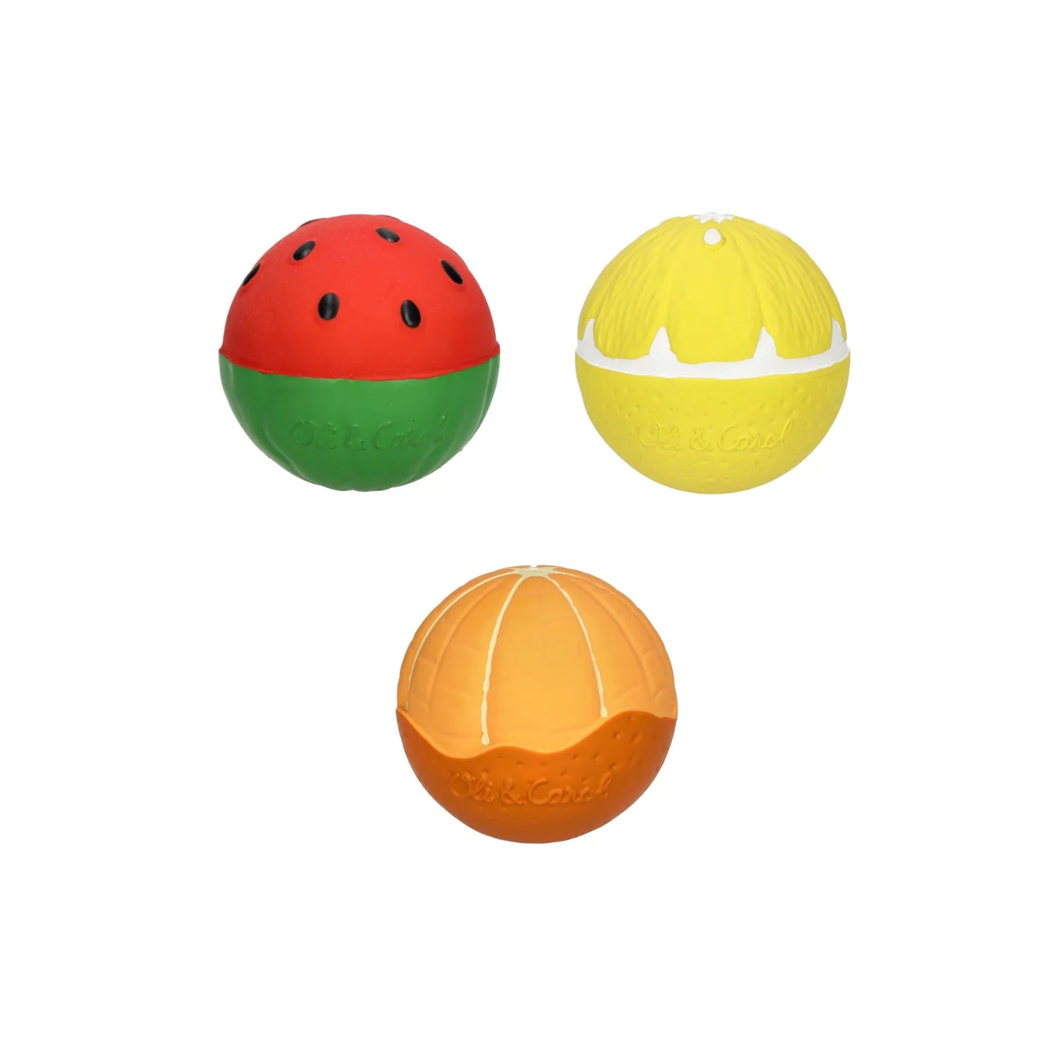 Fruit Salad Set mit drei Baby Sensorikbällen als Wassermelone, Zitrone und Mandarine