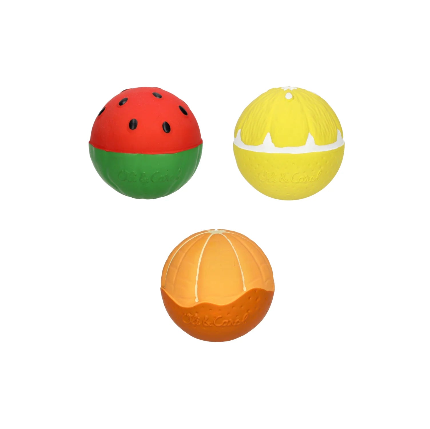 Fruit Salad Set mit drei Baby Sensorikbällen als Wassermelone, Zitrone und Mandarine
