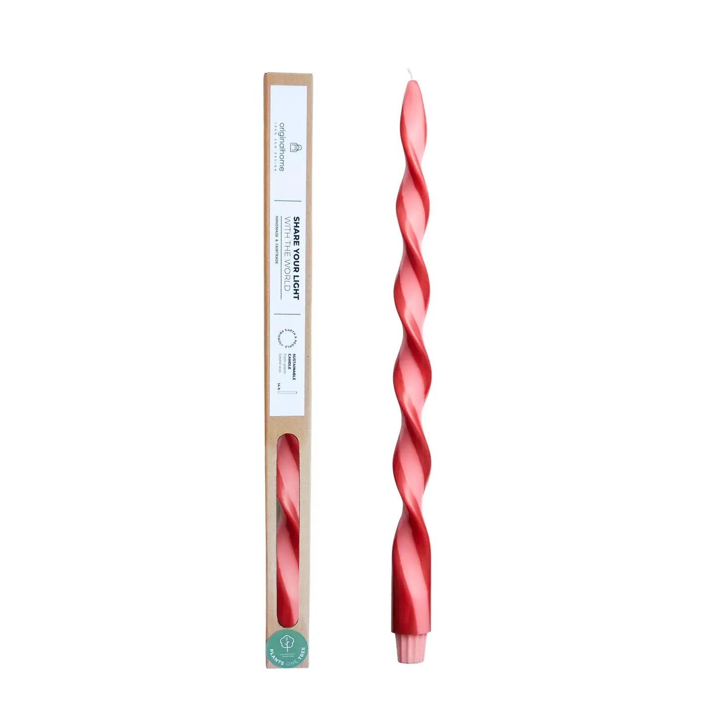 Originalhome Große Spiralkerze Liebe, aus natürlichem Planzenwachs, Brenndauer bis zu 20 Stunden, 40 cm, perfektes Geschenk zum Valentinstag