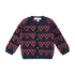 Baby Cardigan LITTLE HEARTLINE von PAPA LOBSTER in Blau mit roten Herz-Details aus 100 % Kaschmir
