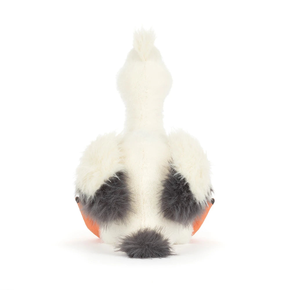 Jellycat Keli Pelican Kuscheltier Pelikan in Weiß, Grau und Orange mit weichem Stoff