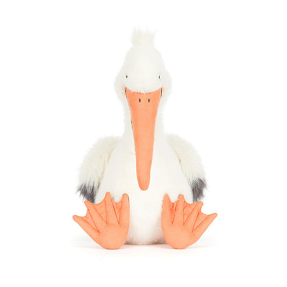 Jellycat Keli Pelican Kuscheltier Pelikan in Weiß, Grau und Orange mit weichem Stoff