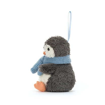 Seitenansicht Peanut Penguin Decoration von Jellycat.