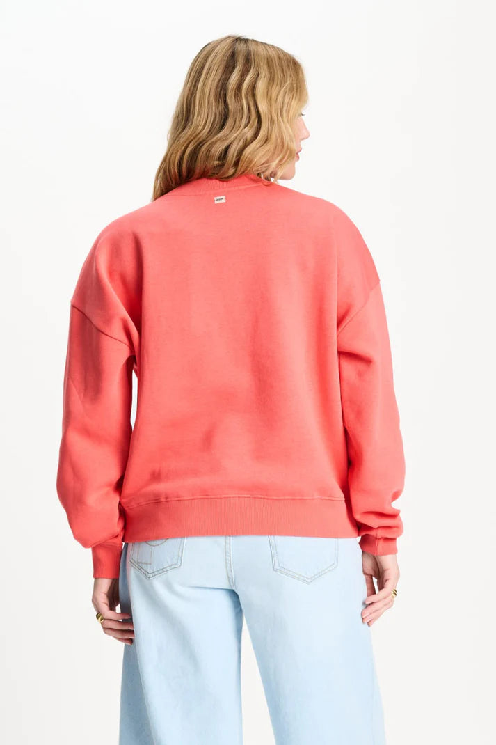 Orange Sweatshirt TEAM UP von POM AMSTERDAM mit weißem Print, sportlich-lässiger Look Vibe
