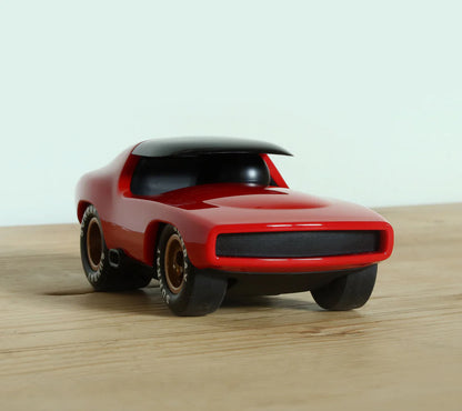 Playforever Leadbelly Vincent Kinder-Spielauto im Retro-Muscle-Car-Stil mit breiten Rädern und glänzender Karosserie.