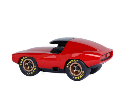 Playforever Leadbelly Vincent Kinder-Spielauto im Retro-Muscle-Car-Stil mit breiten Rädern und glänzender Karosserie.