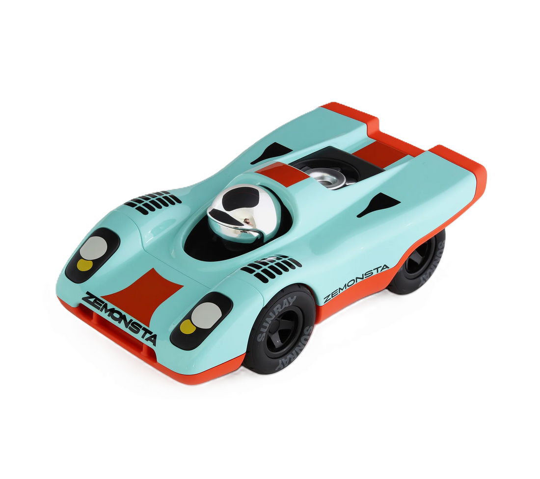 Playforever Spielauto Zemonsta Klaus, Retro-Rennwagen in Türkis, robustes Designauto für Kinder bei Nica’s Cosmos