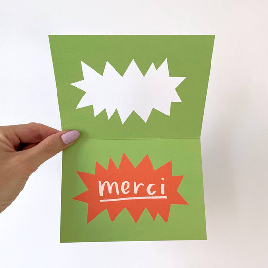 Grußkarte mit Umschlag - Merci gestanzt