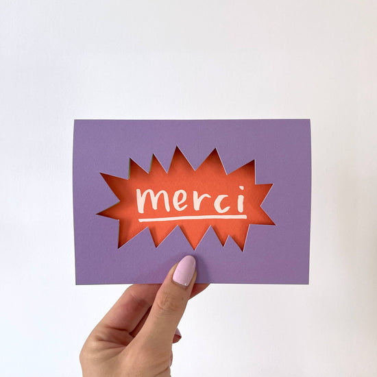 Grußkarte mit Umschlag - Merci gestanzt