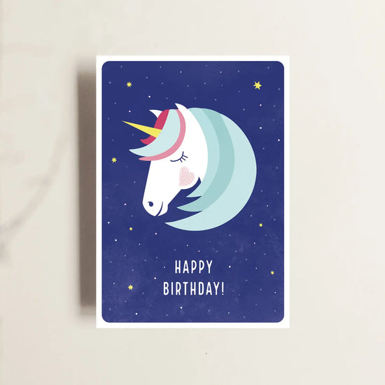 Postkarte Happy Birthday! Einhorn