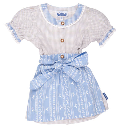 Baby-Dirndl mit Schürze grau blau von P. Eisenherz aus Vichy-Karo