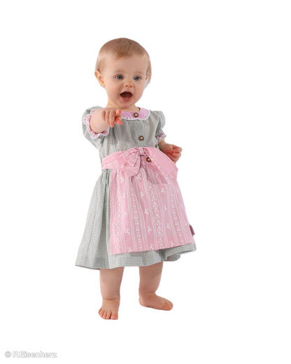 Kinder Dirndl grün rosa mit Schürze von P. Eisenherz aus Vichy-Karo