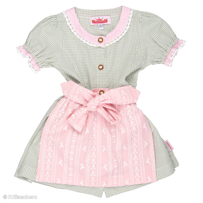 Kinder Dirndl grün rosa mit Schürze von P. Eisenherz aus Vichy-Karo