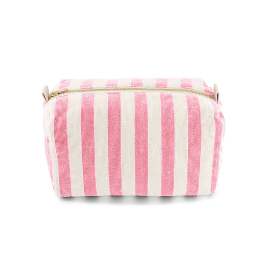 Gestreifte Frottee Kulturtasche von Rose in April.