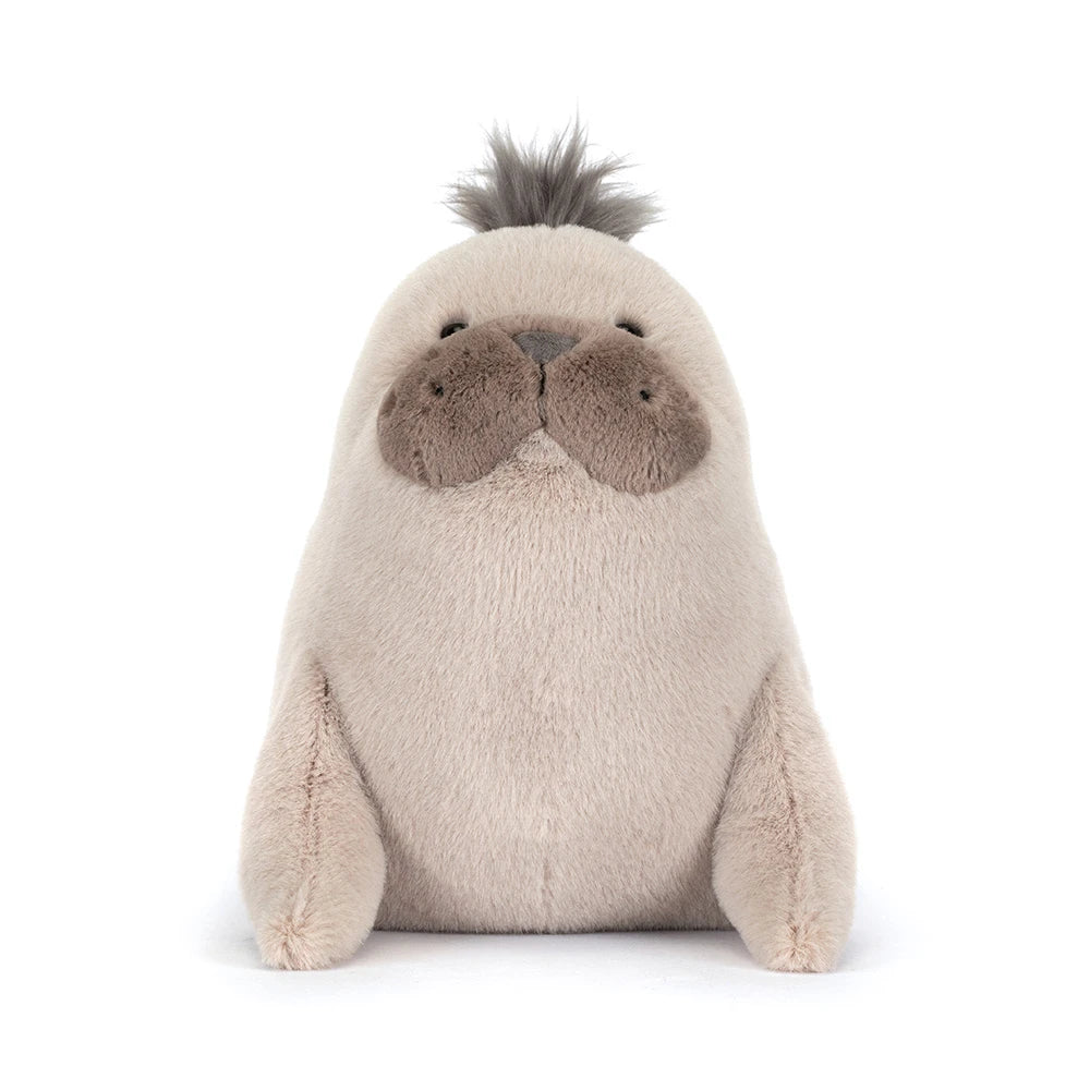 Jellycat Roarwell Sea Lion Kuscheltier Seehund mit kleinen Flossen und weichem grau-braunem Fell