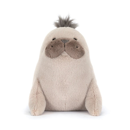 Jellycat Roarwell Sea Lion Kuscheltier Seehund mit kleinen Flossen und weichem grau-braunem Fell