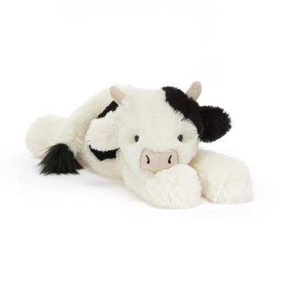 Jellycat Smudge Cow Original, süße liegende Kuscheltier Kuh mit Kuhflecken
