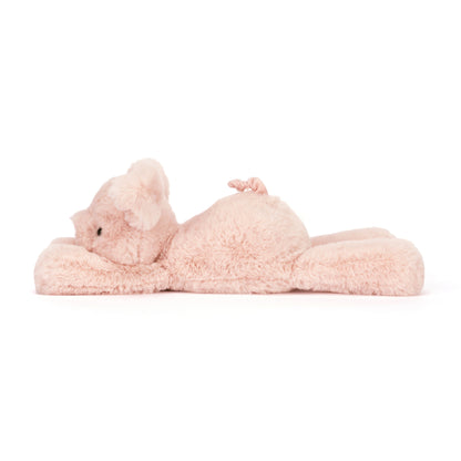 Jellycat Smudge Pig Original - liegendes Plüschtier Glücksschwein in Rosa