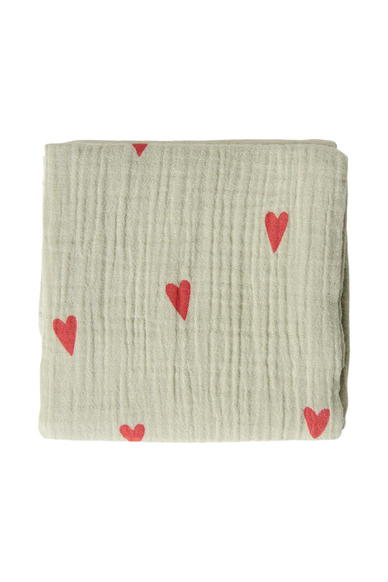 Swaddle, 70 x 70 cm - Sage Green Hearts