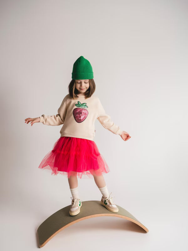 SATURNDAY Kleid &quot;Erdbeere&quot; aus Baumwolle mit pinkem Tüllrock und Erdbeer-Print am Oberteil