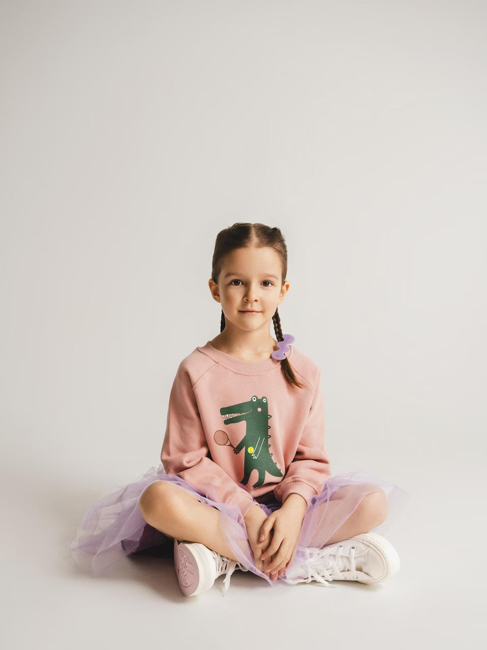 SATURNDAY Kleid "Erdbeere" aus Baumwolle mit pinkem Tüllrock und Erdbeer-Print am Oberteil