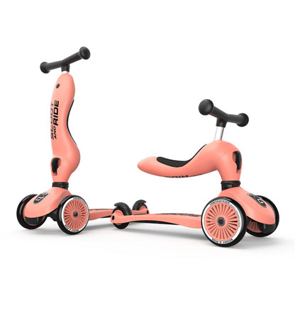 Scoot and Ride Highwaykick 1, Apricot, Kinderroller und Laufrad mit verstellbarem Sitz &amp; Lenker