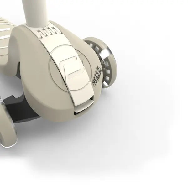 Scoot and Ride Highwaykick 3S Kinderroller Ash mit weiß leuchtenden LED-Rädern, höhenverstellbarer Lenkstange und klappbarem Rahmen