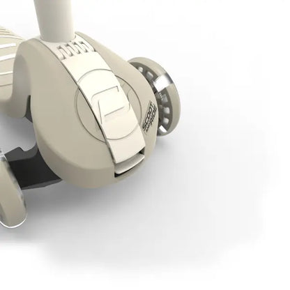 Scoot and Ride Highwaykick 3S Kinderroller Ash mit weiß leuchtenden LED-Rädern, höhenverstellbarer Lenkstange und klappbarem Rahmen