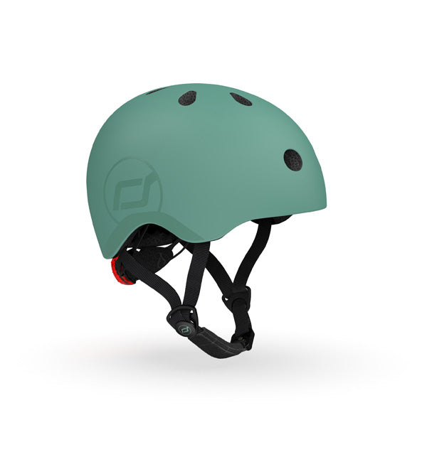 Scoot &amp; Ride Kinderhelm S-M in Forest Green. Robuster Helm Helm für Roller, Laufrad &amp; Fahrrad, sicher und verstellbar