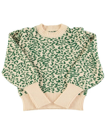 Der Sisters Department Strickpullover, Animalprint, Grün-Ecru setzt ein modisches Statement
