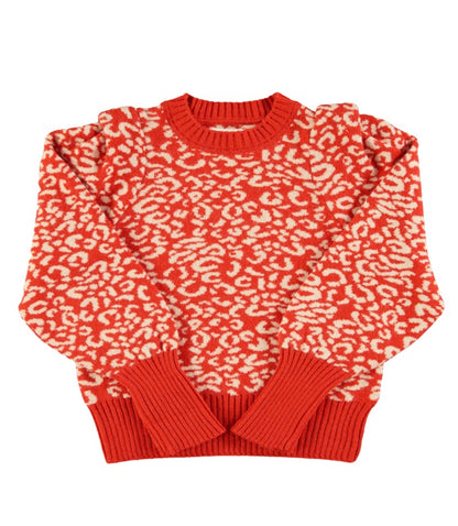 Der Sisters Department Strickpullover, Animalprint, Rot-Ecru setzt ein modisches Statement
